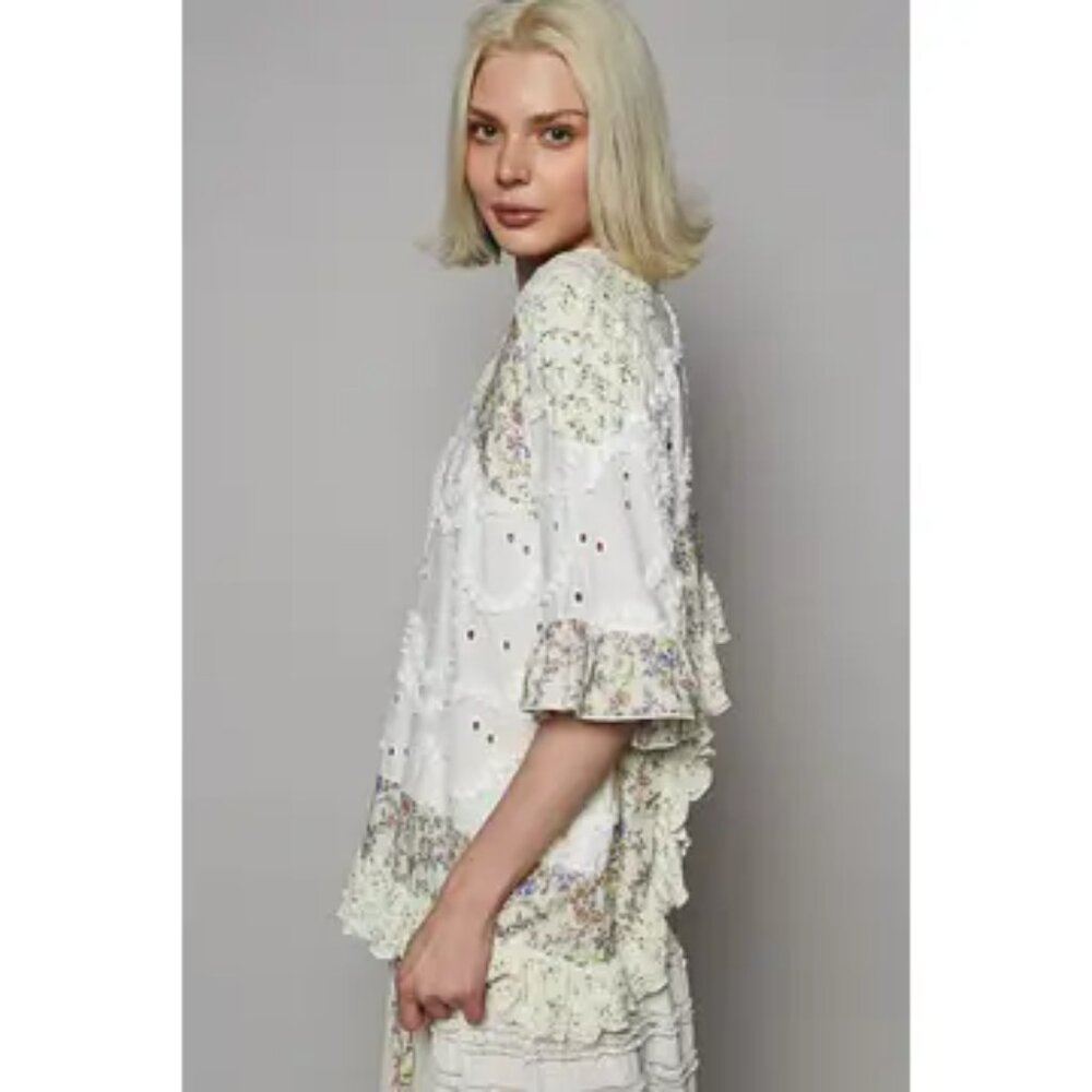 POL Lace Floral High Low Top Size Small - Picture 4 of 11